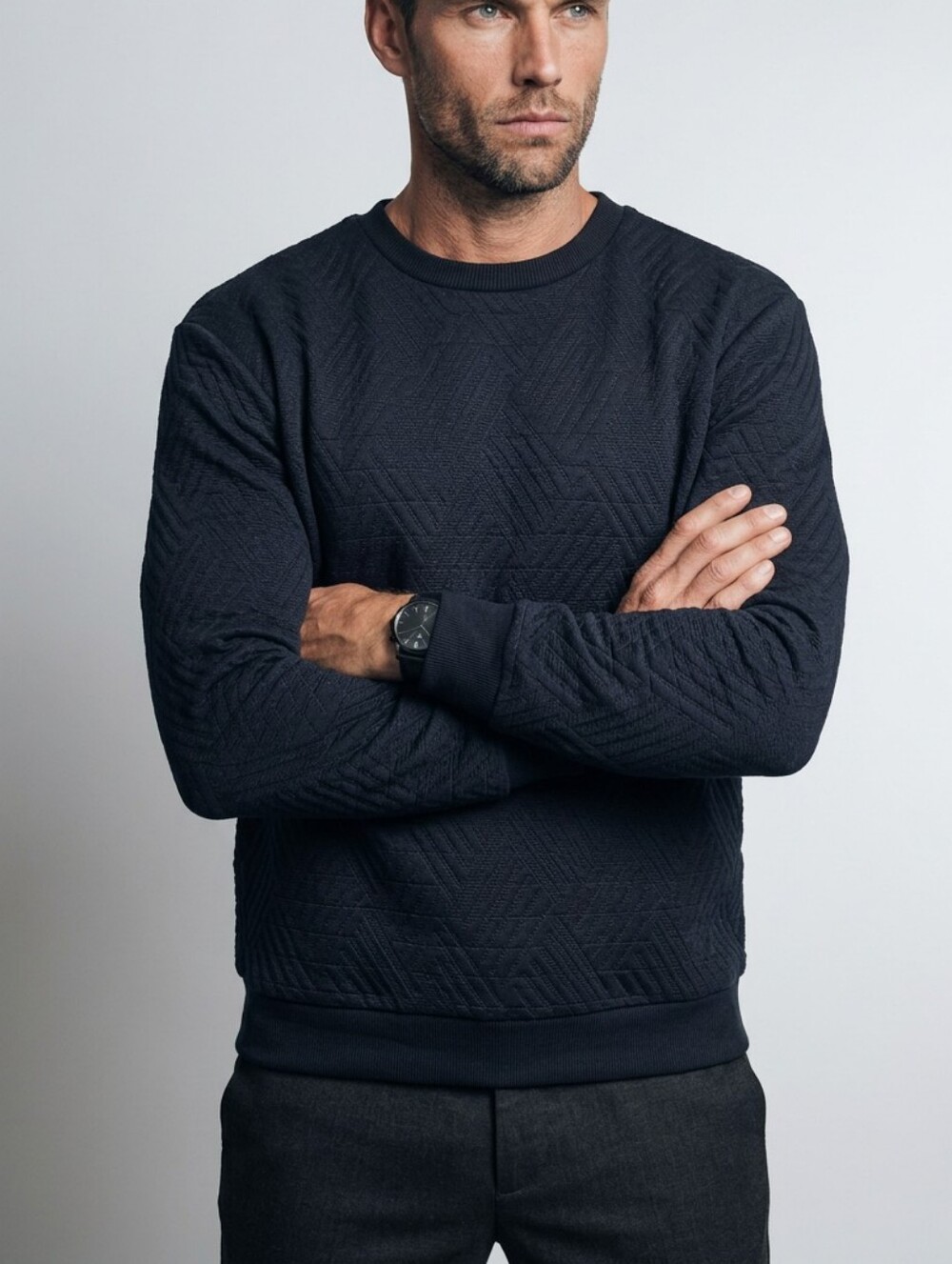 Liverpool Black Quilted Crewneck Sweater
